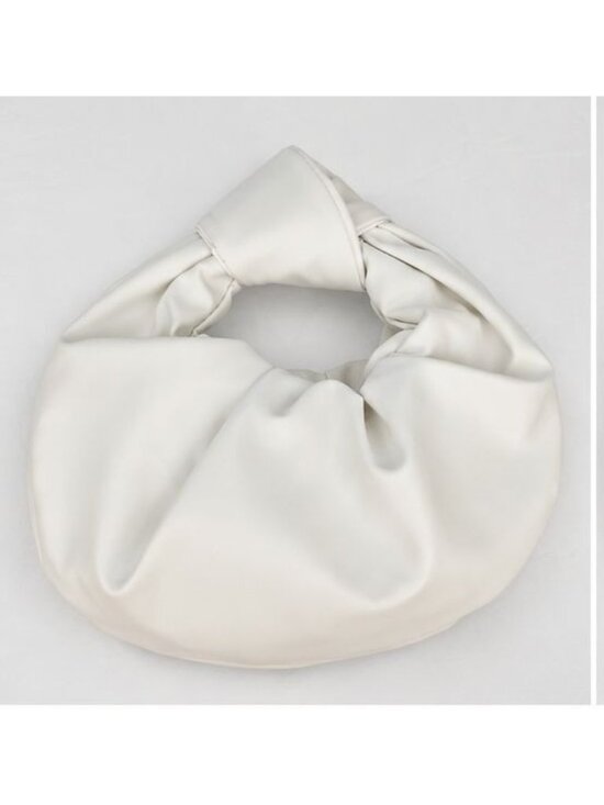 Handbags - Soft Ivory Ruched Knot Shoulder Bag Minimalist Slouchy Cloud Handbag Faux Leathe